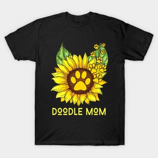 Sunflower Doodle Mom Funny Cute Paw T-Shirt